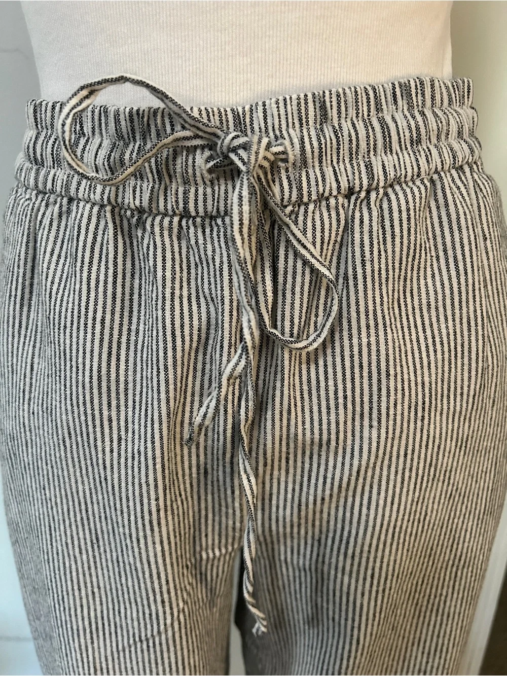 J Crew Drawstring Wide-Leg Pants in Black & White Stripe